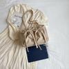 IELGY Bow Tote Bag Large Capacity One Shoulder Simple Solid Color Commuter Underarm Bag