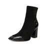 Spring, Autumn and Winter New Temperament Skinny Boots High Heel Boots Small Square Head Women's Short Boots