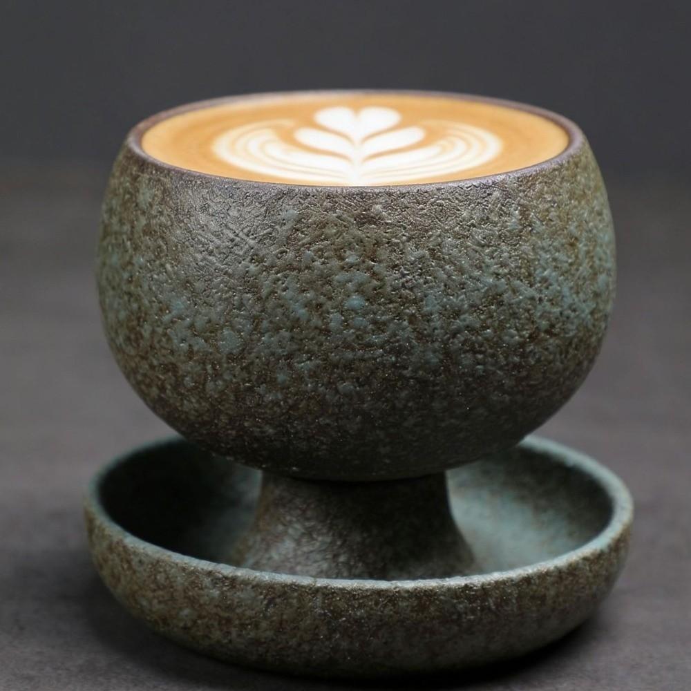 with Saucer Rotate Tea Cup Kiln Glaze Retro Latte Cup Japanese Style Ceramic Coffee Cup Office