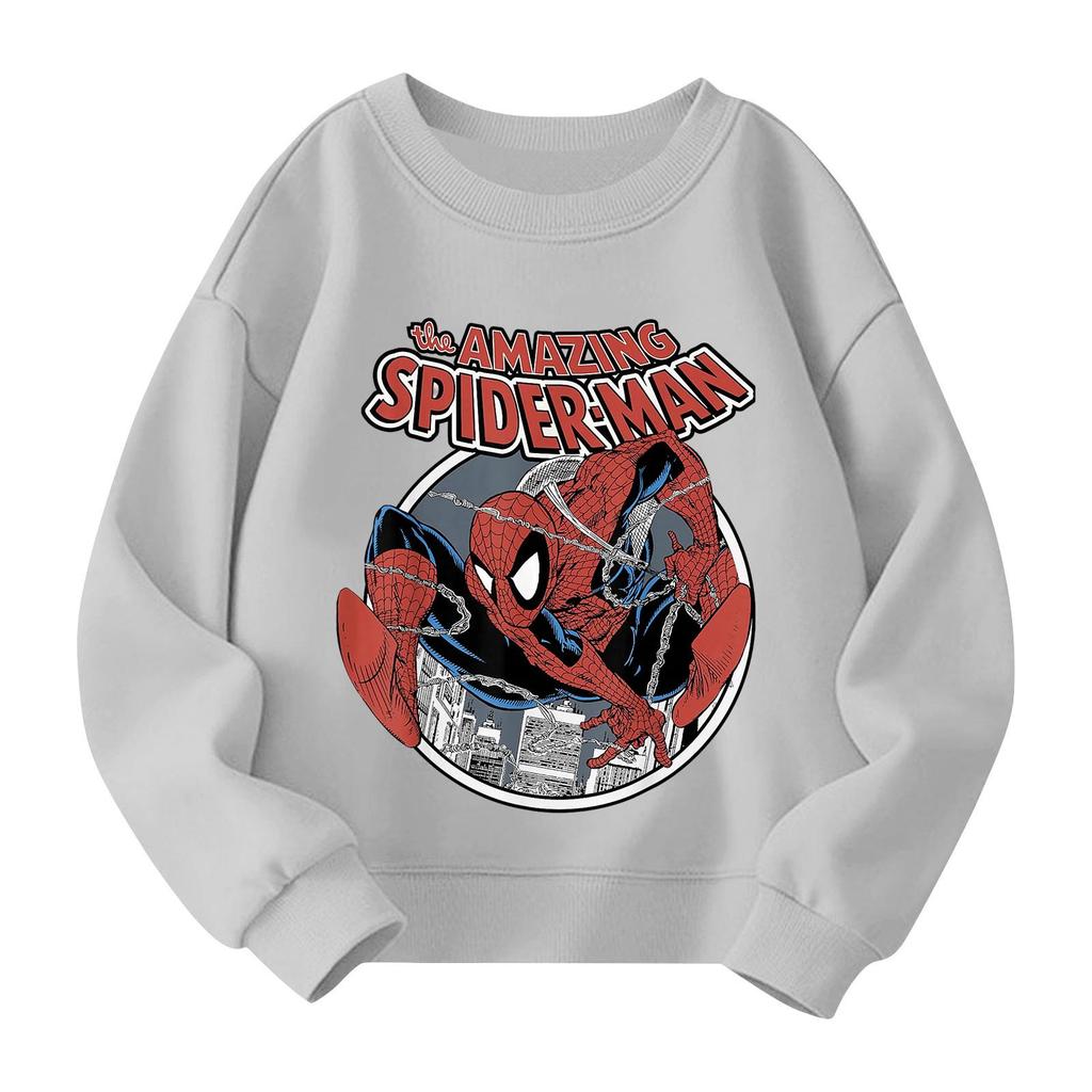 Boys and girls round neck plus velvet pullover printed top sweatshirt