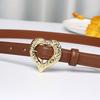 New First-Layer Cowhide Women'S Belt Women'S Genuine Leather Personalized Trend Heart-Shaped Pin Buckle Niche Fashion Decorative Thin Belt