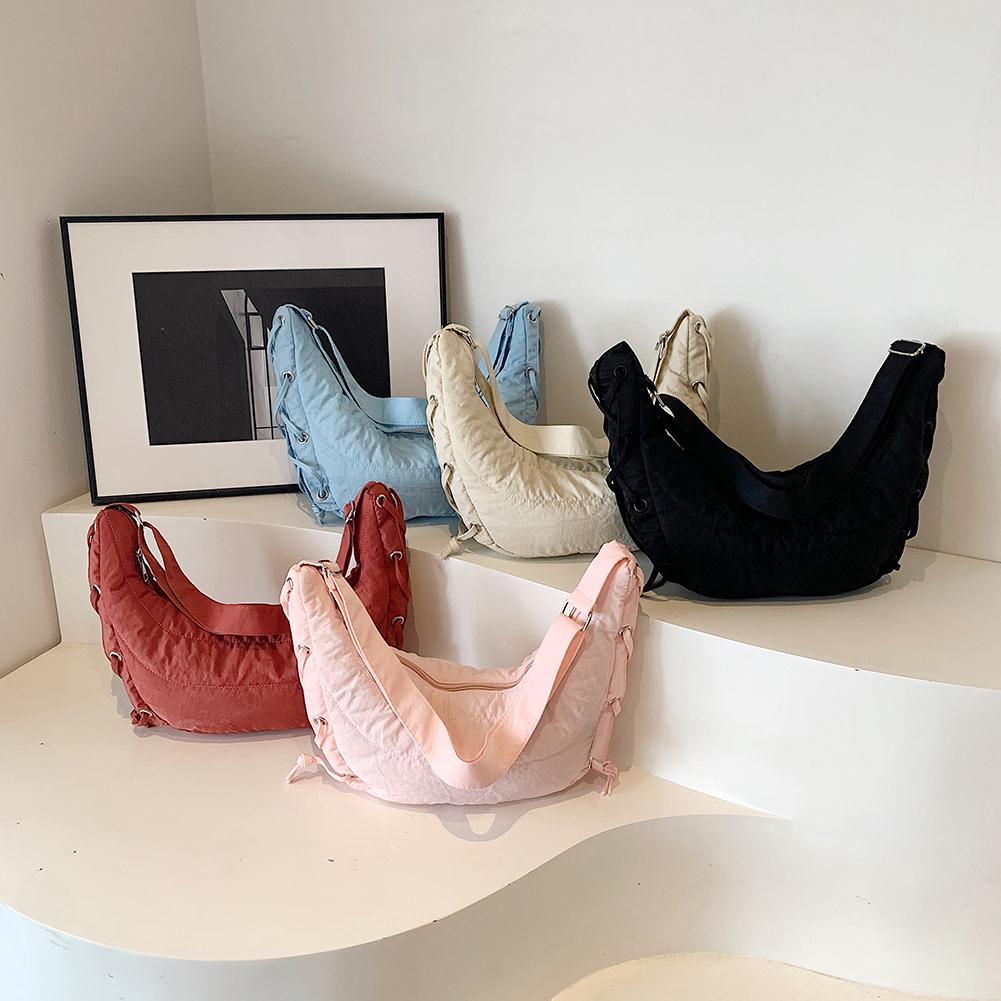 Women Fashion Shoulder Bag Large Capacity Crescent Crossbody Bag Adjustable Strap Daily Messenger Bag Simple Satchel Bag