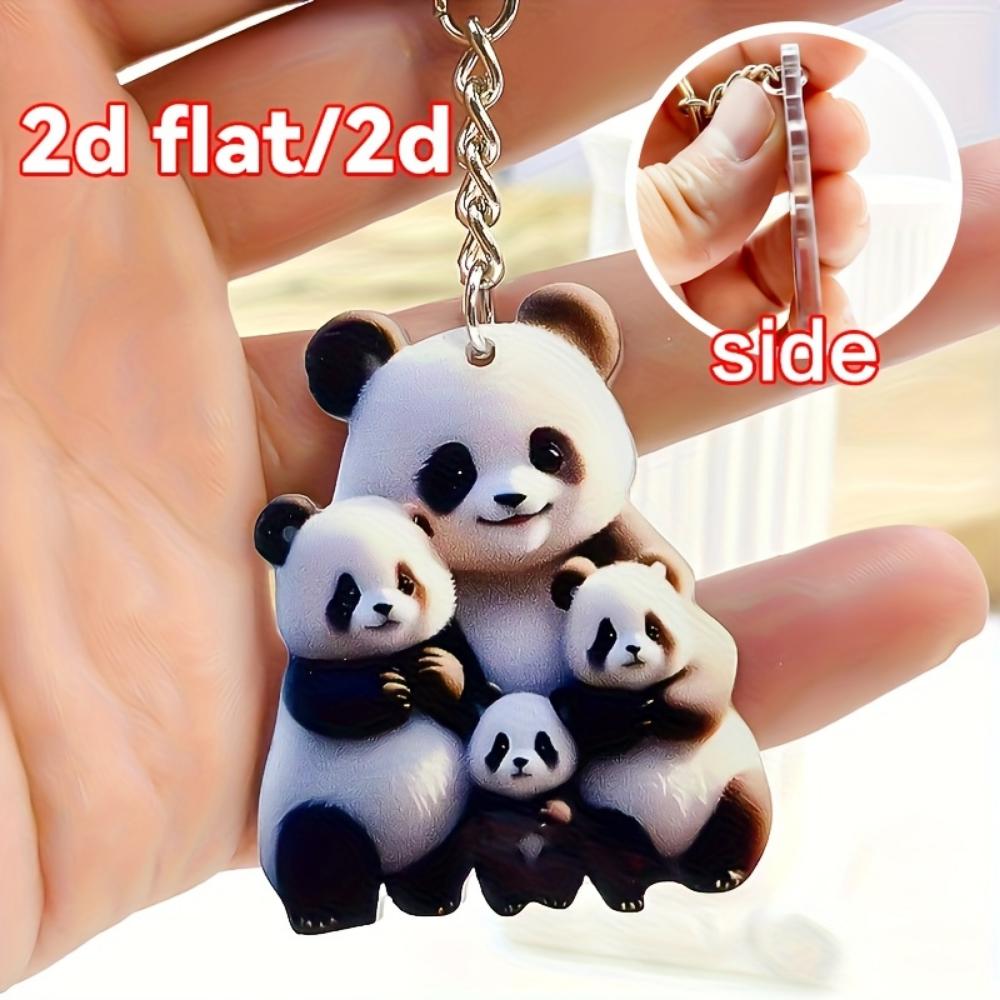 2d flat acrylic keychain pendant, Christmas decorative chain, flat decorative pendant pendant  red panda family photo pendant acrylic keychain pendant