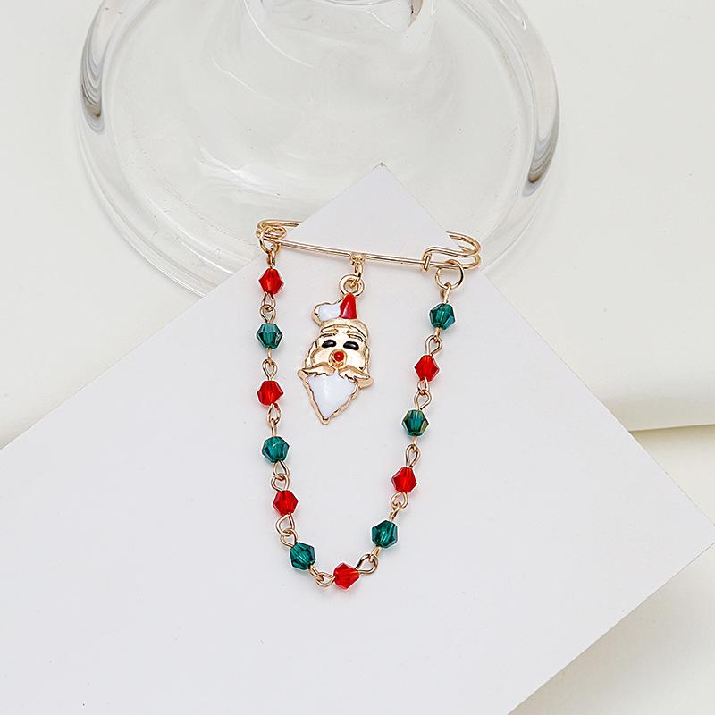 Cartoon New Christmas Brooch Retro Metal Tassel Dripping Oil Christmas Wreath Old Man Brooch Pin Batch
