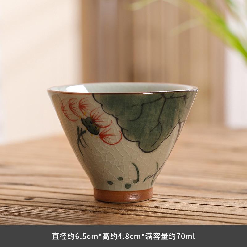 Shuxiansheng hand-painted Ge kiln master cup Kung Fu tea set tea tasting cup ceramic household single cup business gift souvenir