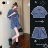 Korean Style Women's Chic Summer Workwear: Versatile Loose Short Sleeve & Shorts Two-Piece Uniform Set