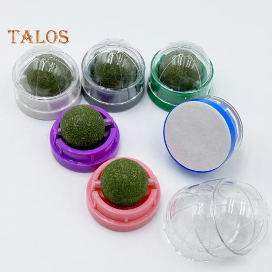 Catnip Ball 360-Degree Rotatable Self Adhesive Wall-Mounted Eco-friendly Spinning Catnip Ball Toy Pet Accessories