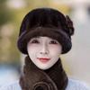 Mink Hat for Women Winter Middle-aged and Elderly Mothers Beret Fisherman Cap Fashionable Warm Headband Ear Protection Imitation Fur Hat