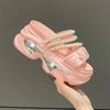 Fashion Platform Bling Sandals Women Summer Breathable Wedges High Heels Ladies String Bead Beach Slippers Chunky Shoes Sandalias Mujer
