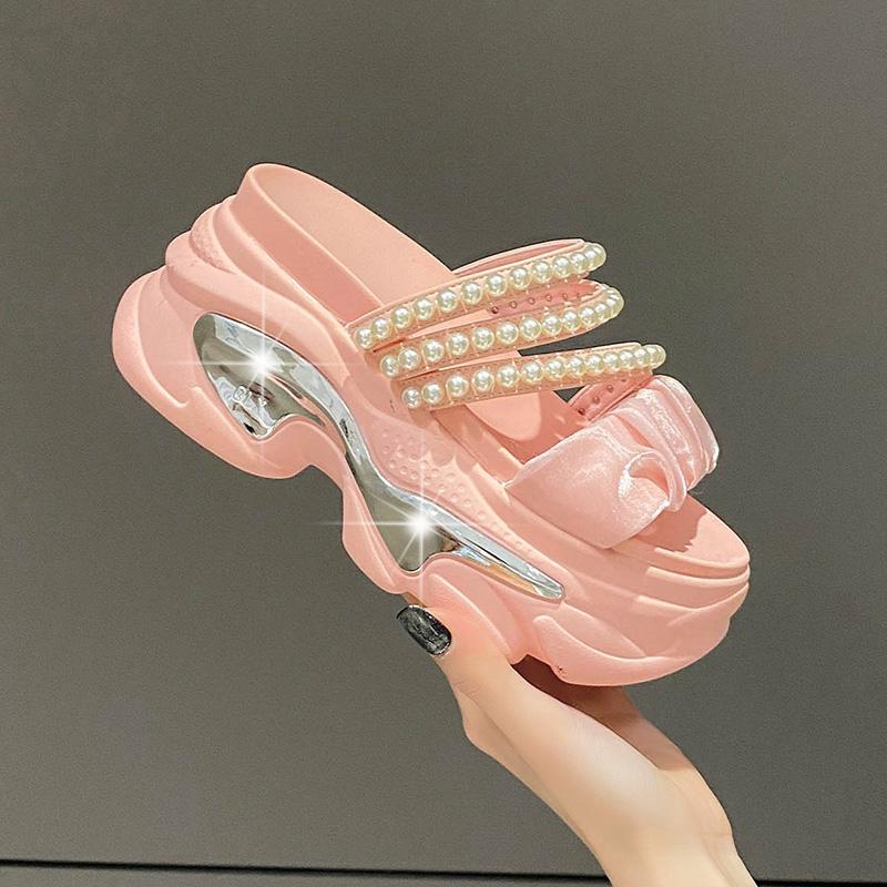 Fashion Platform Bling Sandals Women Summer Breathable Wedges High Heels Ladies String Bead Beach Slippers Chunky Shoes Sandalias Mujer