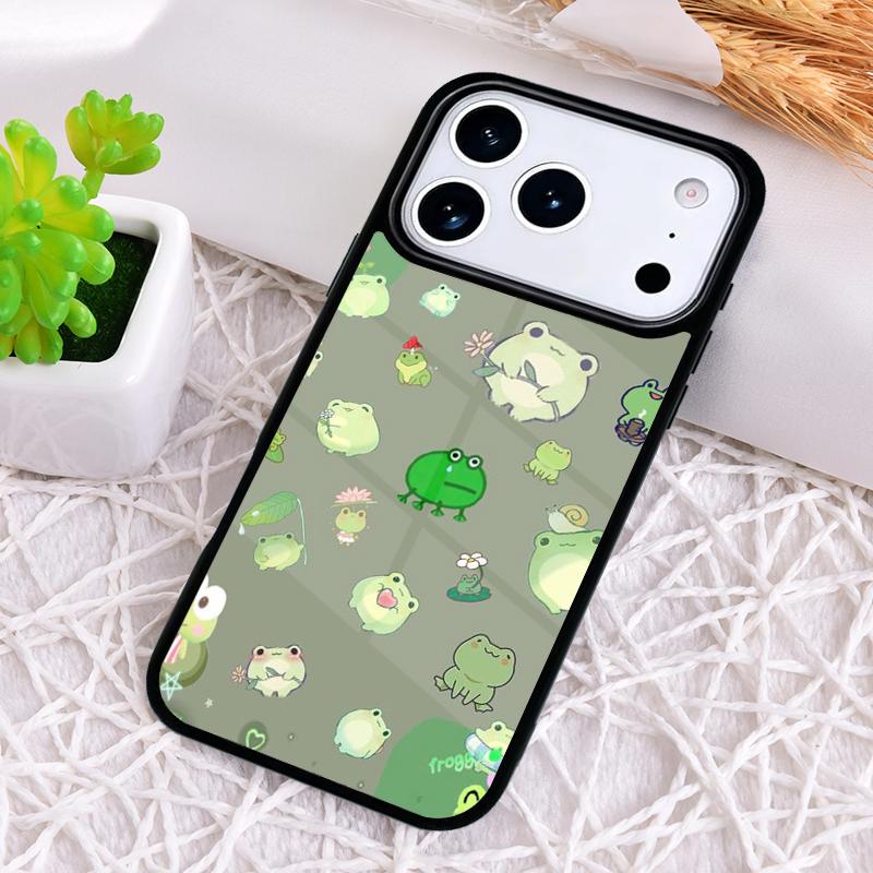 Kawaii Frosch Pilz Handyhülle für iPhone 17 Air 16 15 11 12 14 13 Pro Max Stoßfeste Hülle