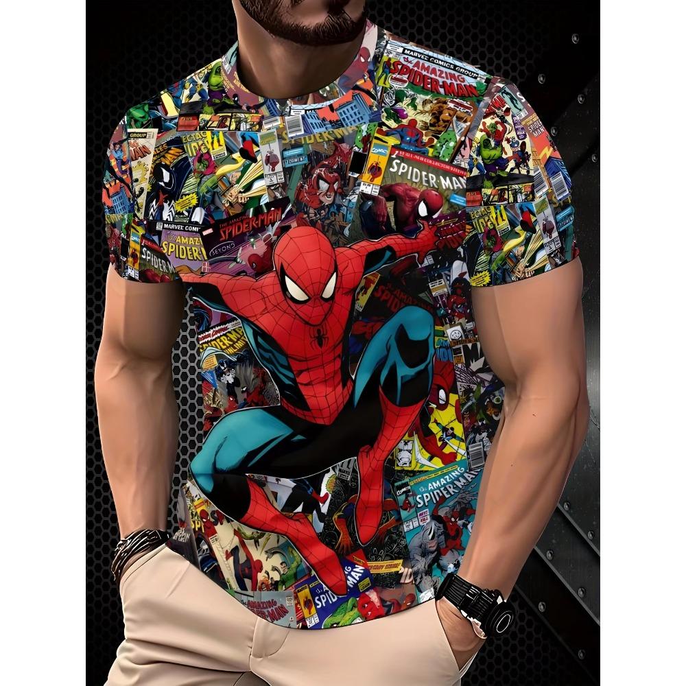 Мужская футболка с супергероями Marvel 3D-печать Человек-Паук Топы Футболка Супергеройская футболка Аниме Летние Детские Взрослые с коротким рукавом Топы Одежда 2XL
