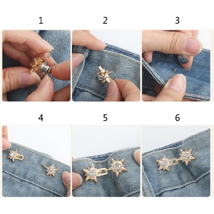4 Pairs Star Jeans Button Pins No Sewing Required Trousers Waist Tightener Waist Buckles Trouser Button Pins