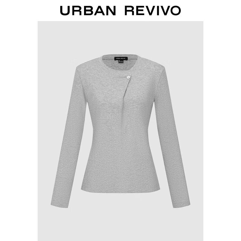 UR Women s Casual Slanted Placket Long Sleeve T-shirt S