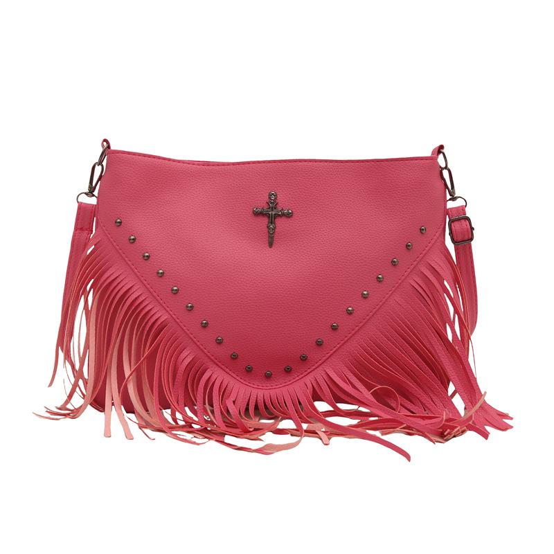 2025 Women's Rivet Soft Leather Tassel Crossbody Bag