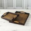 Wooden Tray Thai Rattan Beauty Salon Tray Hotel Rectangular Water Cup Tea Cup Storage Tea Tray