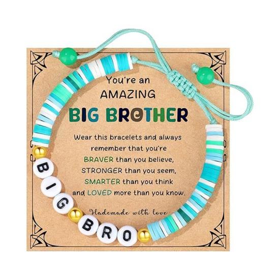 Sister Friendship Bracelet Adjustable Beaded Bohemian Bracelet Colorful Polymer Clay Beads Big Sis Bracelet Gift for Women Friends