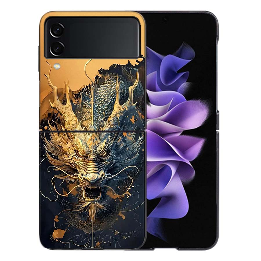 Golden Holy Dragon Coque For Samsung Z Flip7 6 Galaxy Case Shockproof Z Flip5 Z Flip3 4 5G Hard Cover Phone TPU PC Hard Funda