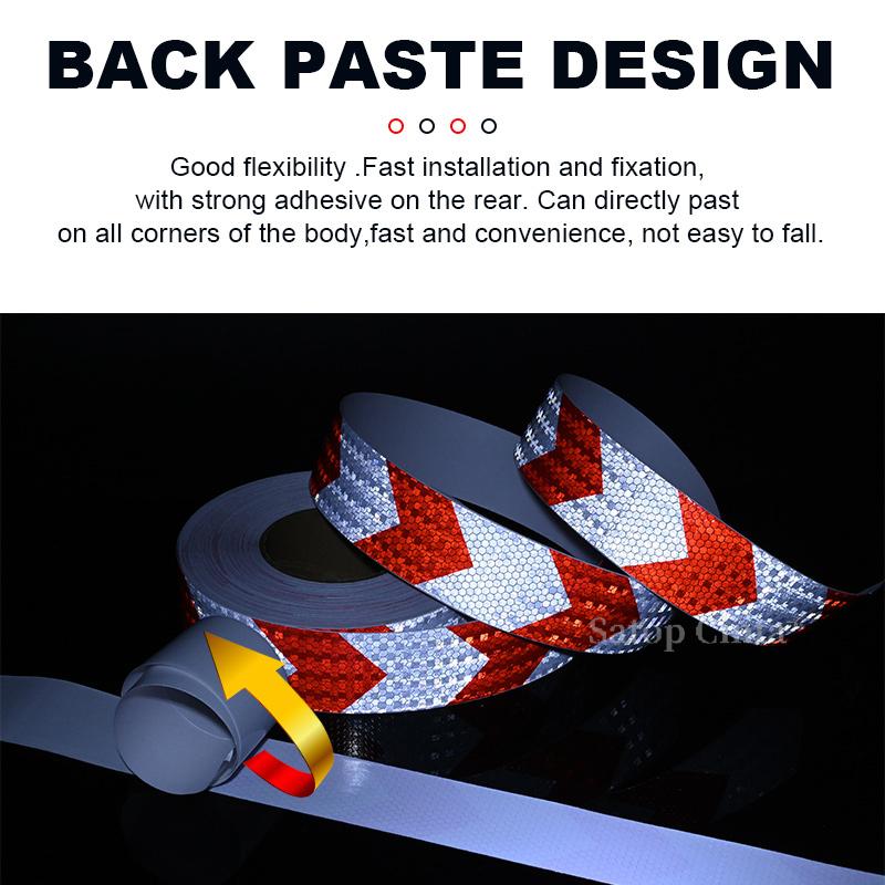 5cm*50m Arrow Printing Reflective Conspicuous Tape Waterproof White-Red Self-adhesive Reflector Safety Warning Sticker For Truck