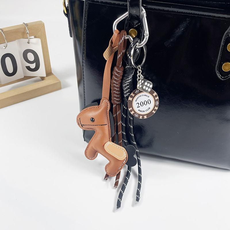 Pingente de Bolsa Feminina Desenho Animado Cavalo de Balanço Bolsa Feminina de Couro PU Penduricalho Fofo Acessórios de Bolsa Presentes