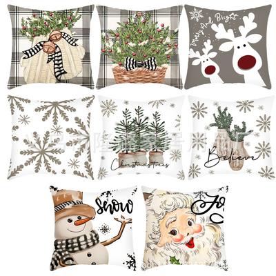 New Christmas Pillow Cover Home Pillow Cushion Sofa Cushion Linen Printed Sofa Cushion Cover