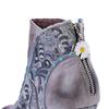 Johnature Women's High Heel Boots Handmade Genuine Leather Splicing Printed Thick Heel Short Boots