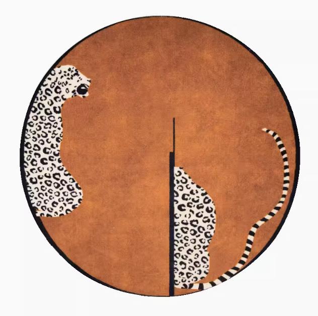 Leopard Print Bedroom Decor Round Rug Fluffy Soft Carpets for Living Room Modern Minimalist Plush Carpet Home Non-slip Floor Mat