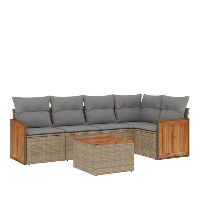 VidaXL Salon de Jardin avec Coussins 6 pcs, Canapés de Patio, Ensemble de Meubles, Mobilier de Terrasse Extérieur, Beige 3260036
