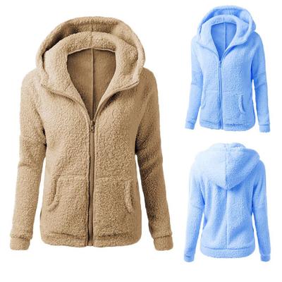 Dames trui met capuchon Winter warme wollen rits jas Katoenen jas uitloper