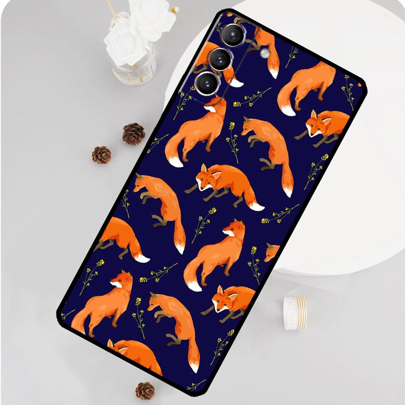 Cartoon Foxes Animal Phone Case For Samsung Galaxy S25 S26 Ultra S20 S21 S22 S23 S24 Plus S10 S25 FE Funda Cover