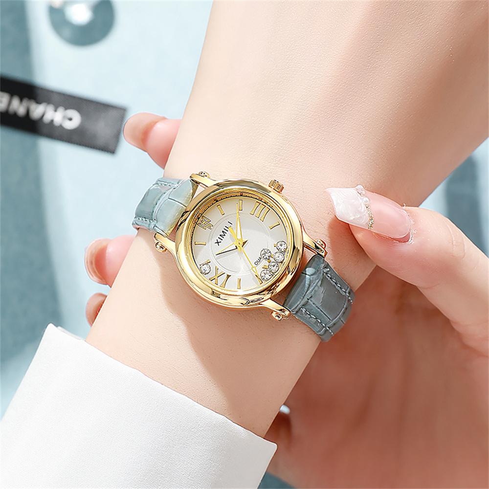 Simple Roller Ball Quartz Watch Business Leather Women's Dress Clock Wristwatch