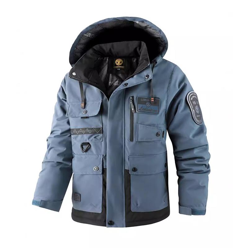 

Winter Men s Mountain Ski Parkas Fashion Men Cotton Warm Down Padded Fashion Men Hiking Thermal Windbreaker Hooded Jacket 3XL синий