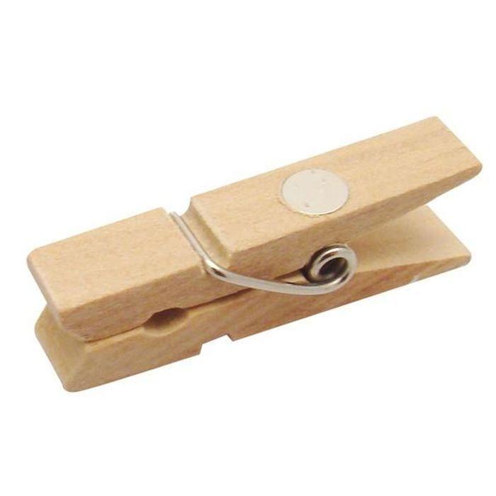 24 mini pinces à linge aimantées roses 3,5 cm