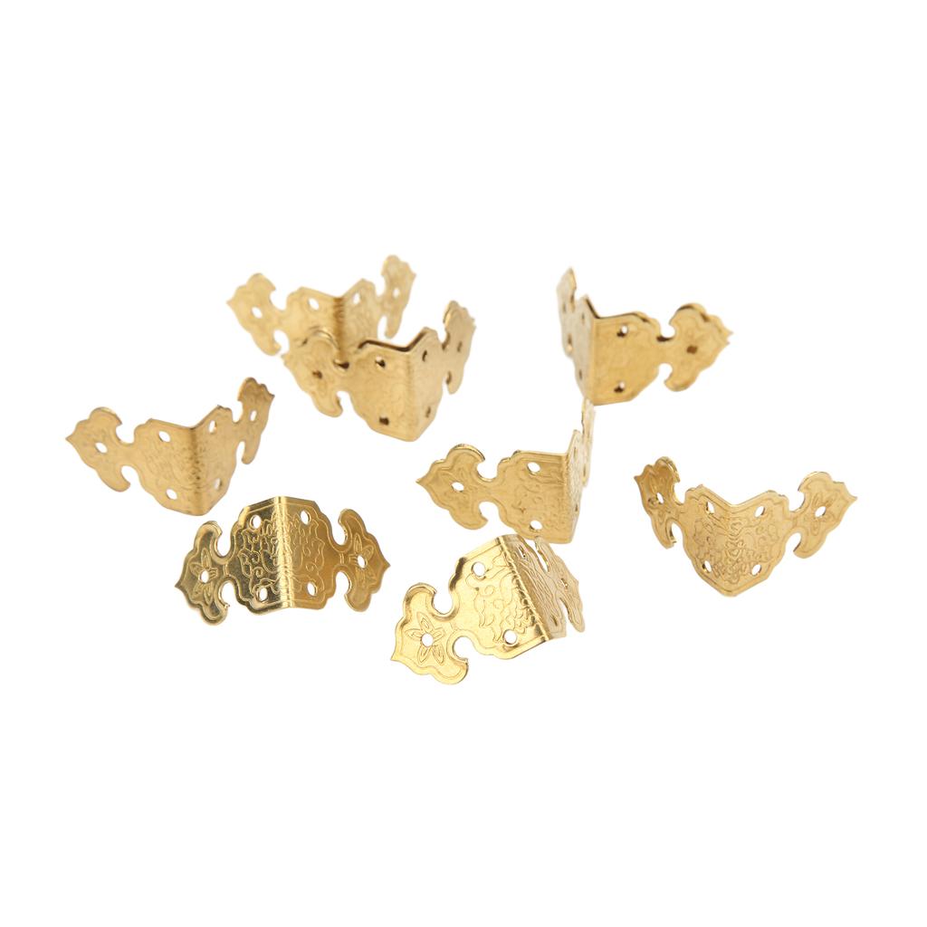 10Pcs Metal Corner Protector Retro Style Durable Brass High Hardness Widely Used Corner Guards for Case Box Furniture