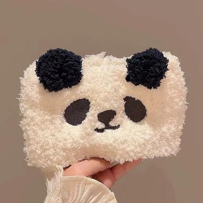 Schattige Panda Koraalfleece Hoofdband Warm, Zweetabsorberend, Gebreide Haarband voor Gezicht Wassen