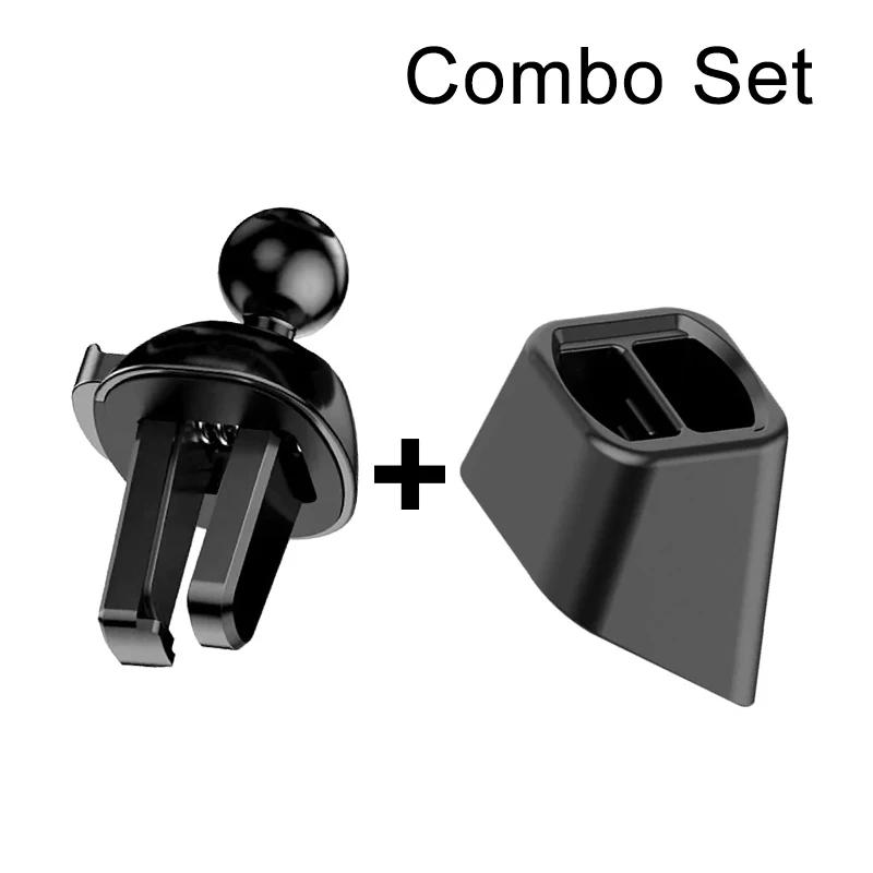 Universal Car Charger Chasis Bracket Double Clamp Connection Mobile Phone Holder Base Dashboard Mount Air Outlet Clip GPS Use
