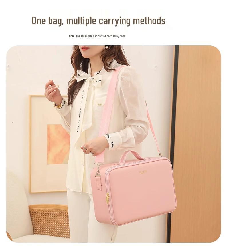 LED Mirror Makeup Bag: Spacious Handbag for Skincare & Cosmetics Storage