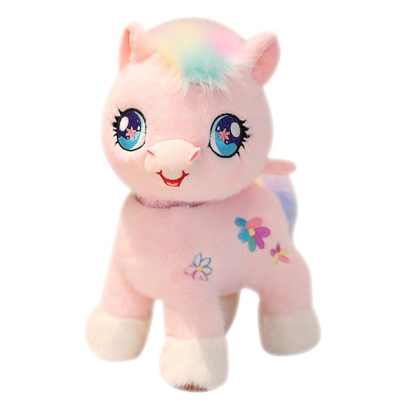 Soft Rainbow Pony Plush Toys Flannel Material Children Bedroom Dolls Decoration