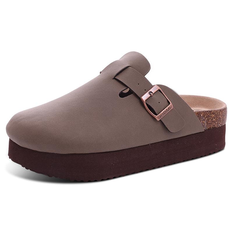 Fashion Kidmi New Women Clogs Men Clogs Suede Slippers Fashion Cork Footbed Leather Slippers Classic Mules Soft Antiskid House Slippers