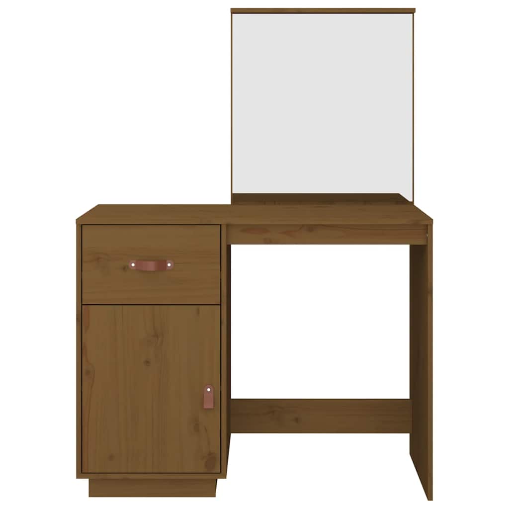 Makeup Table Honey Brown 95 x 50 x 134 cm Solid Pine Wood