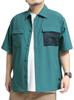 One Colors LOGOS PARK Men's Short Sleeve Shirt, Water-Repellent Ripstop with Mesh Back, Stretch Work Shirt, Size 5L, Green (40)