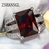 Luxury Solid Silver color filled Rings for Women Wedding Red AAA CZ Hollow-out Jewelry Valentine's Day Gift Big Promotion