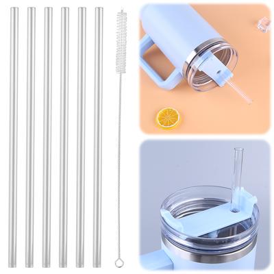 6 Peças de Canudos Reutilizáveis com Limpador de Canudos Canudos para Beber Canudo Transparente para Acessórios Stanley 20/30/40oz