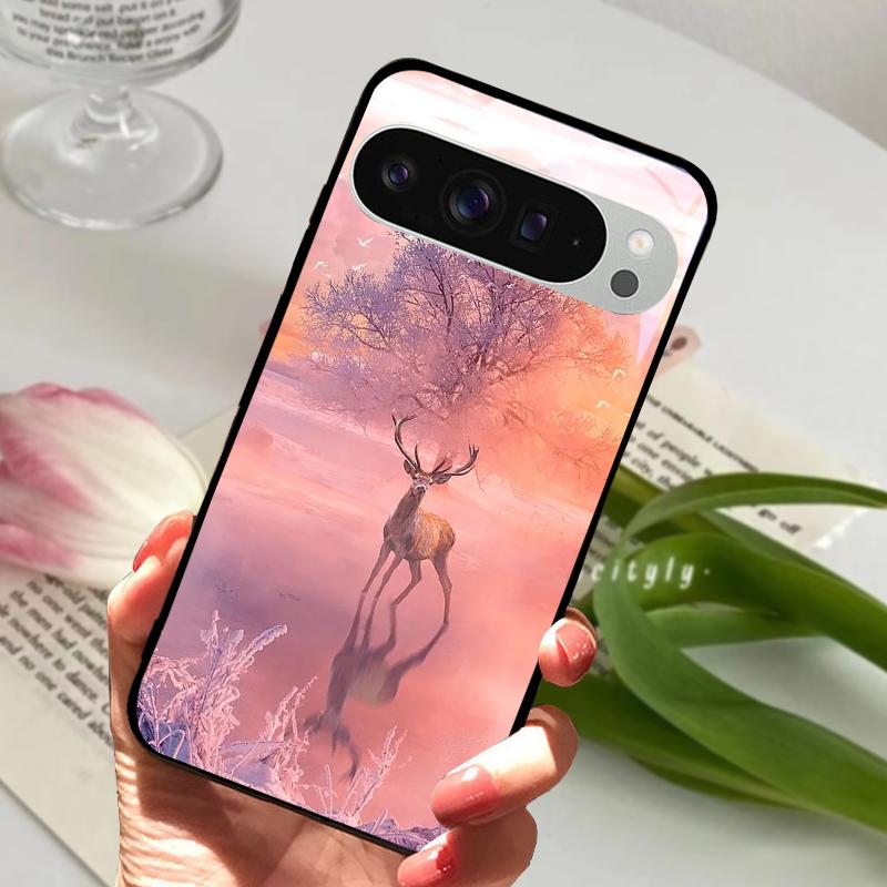 For Google Pixel 9 Pro XL Case Pixel9 Cute Animal Tempered Glass Phone Cover For GOOGLE PIXEL 9A Glass Protective Fundas Cases