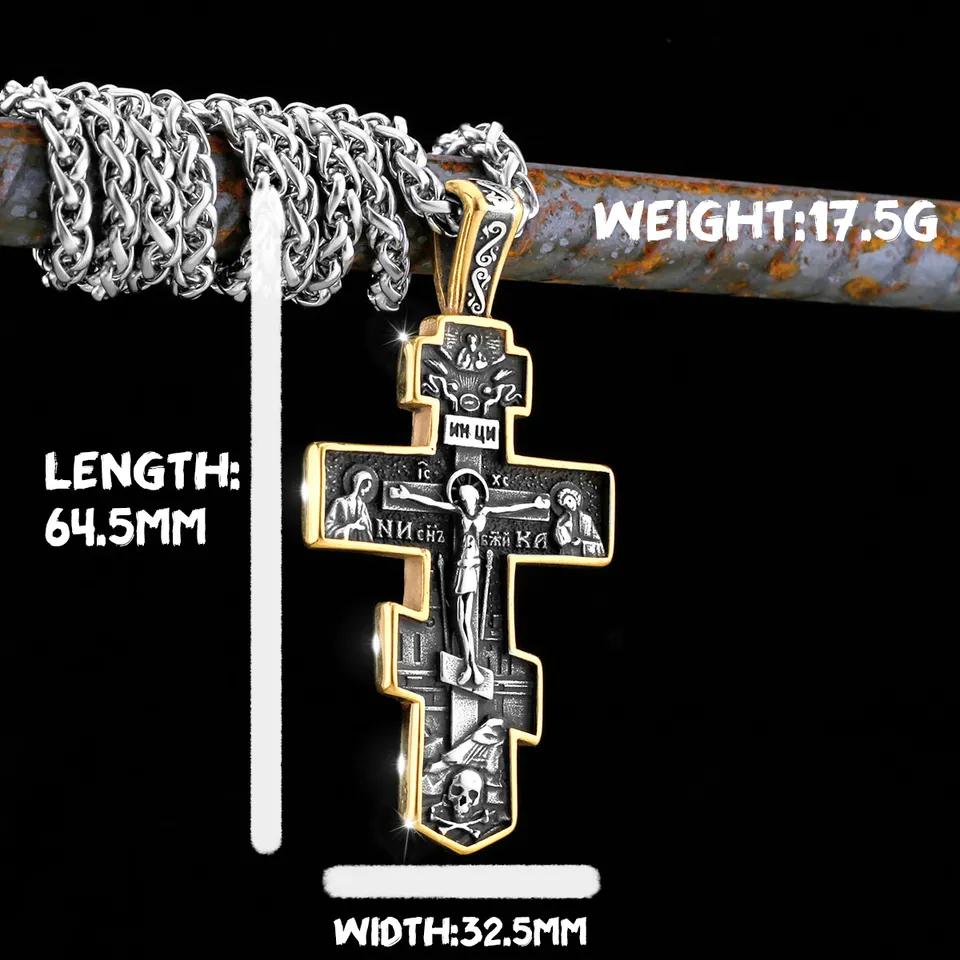 Edelstahl Jesus Kreuz Anhänger Wikinger Halskette Herren Schild Drachentöter Amulett Anhänger Nikolaus Jugend Schmuck