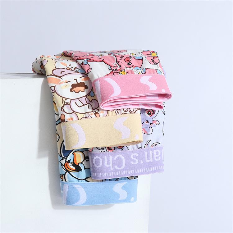 Plus Size Women's Pure Cotton Cartoon Briefs - Antibacterial, Breathable, Unisex, Four-Corner Design