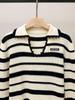 Women's High-End Autumn Casual Striped Lapel Knit Sweater