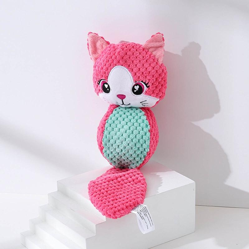 Dog Squeak Toys Cute Stuffed Durable Chew Toy Uneven Surface for Puppy Teething Soft Plush Animals Multiple Styles