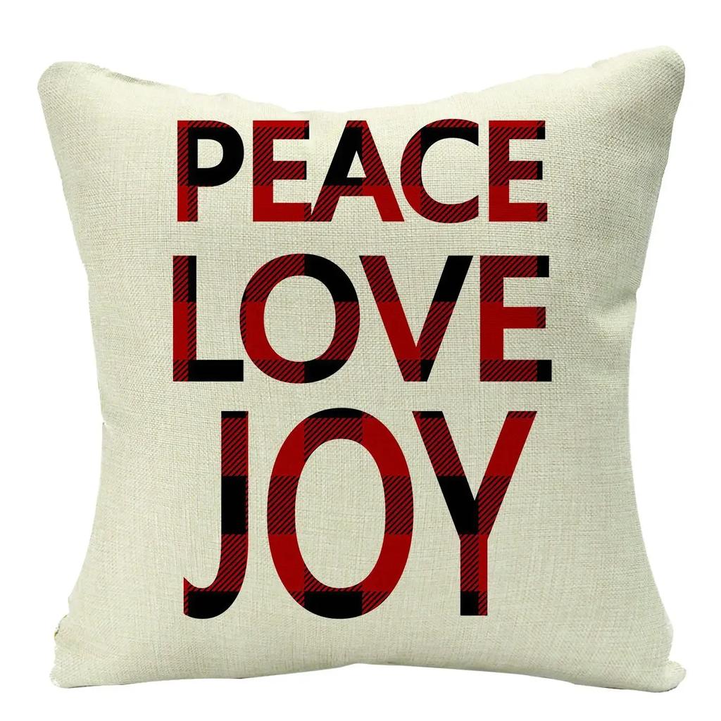 Christmas Cushion Cover Xmas Decorative Farmhouse Buffalo Check Pillowcase Holiday Party Decor Pillow Cover for Living Room Seat
