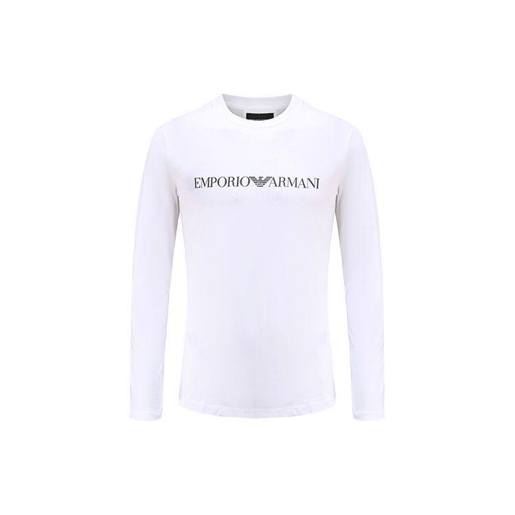 Emporio Armani Letterlogo Bedrukt Casual Ronde Hals Lange Mouwen T-shirt Heren tops Wit 8N1TN8-1JPZZ-0146 L